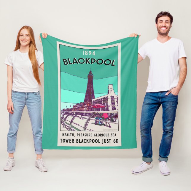 Blackpool Seaside Resort England Vintag Art Fleecedecke (Beispiel)