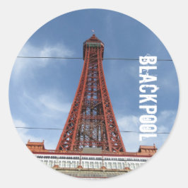 Blackpool Tower and Day Sky Runder Aufkleber