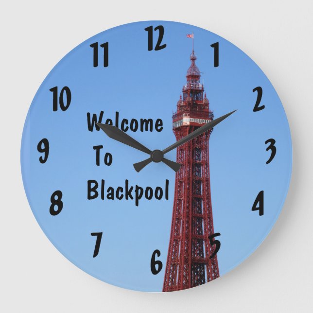 Blackpool Tower Blue Sky Day Große Uhr (Vorderseite)