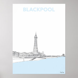 Blackpool Tower, Originelle Linie Art Print Poster