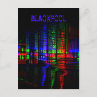 Blackpool Tower Water Reflection, rot, grün, blau Postkarte