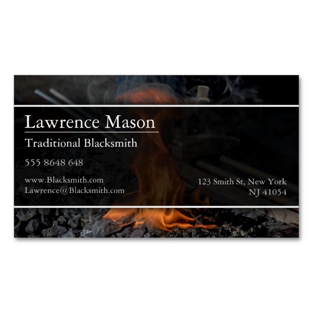 Blacksmith Forge Foto Magnetic Business Card Magnetische Visitenkarte (Vorderseite)