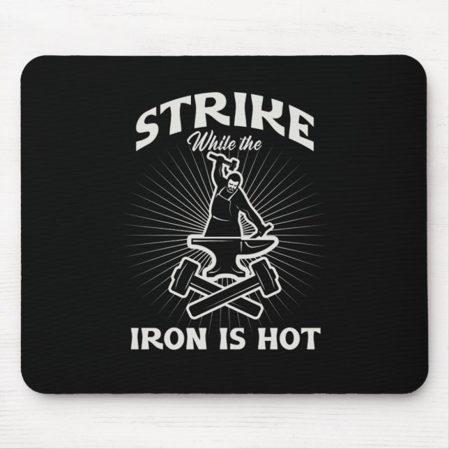 Blacksmith Iron Hammer Forging Farrier Forge Gesch Mousepad (Vorne)