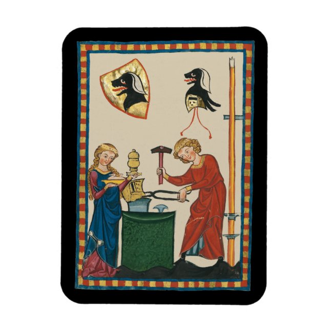 Blacksmith Schmiede Helmet Mittelalterliche Kunst Magnet (Vertikal)