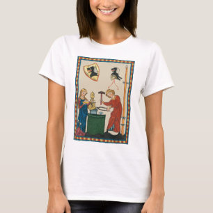 Blacksmith Schmiede Helmet Mittelalterliche Kunst T-Shirt