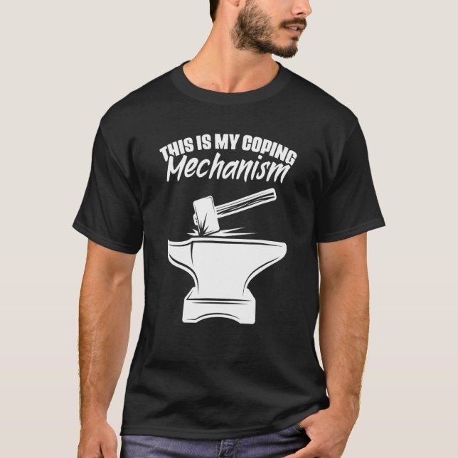 Blacksmithing Anvil Hammer Forging Metalworking Bl T-Shirt (Vorderseite)