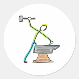 Blacksmithing Stickman Runder Aufkleber