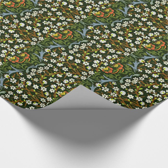 Blackthorn, berühmtes William Morris-Muster Geschenkpapier (Ecke)