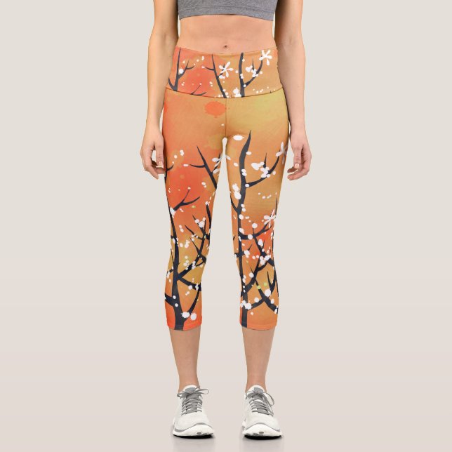 Blackthorn Blossom Frühlingsfloral Capri Leggi (Vorderseite)