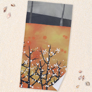 Blackthorn Blossom Frühlingslandschaft Malerei Strandtuch