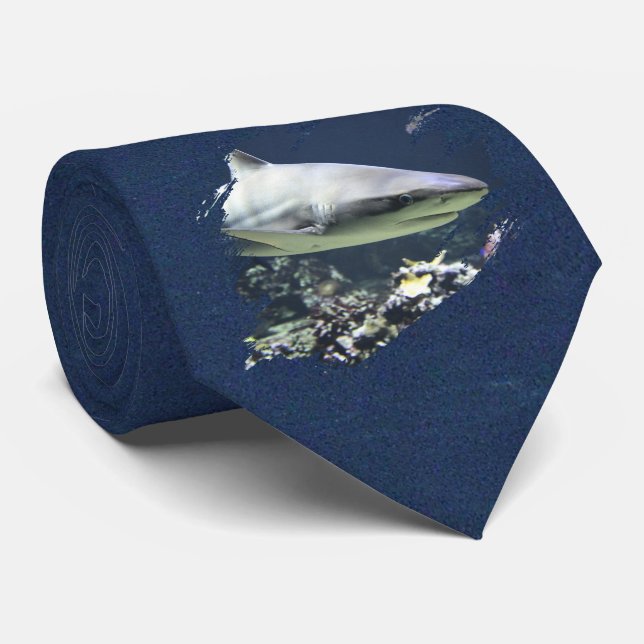 Blacktip Shark Blue Gran Water Necktie Krawatte (Gerollt)
