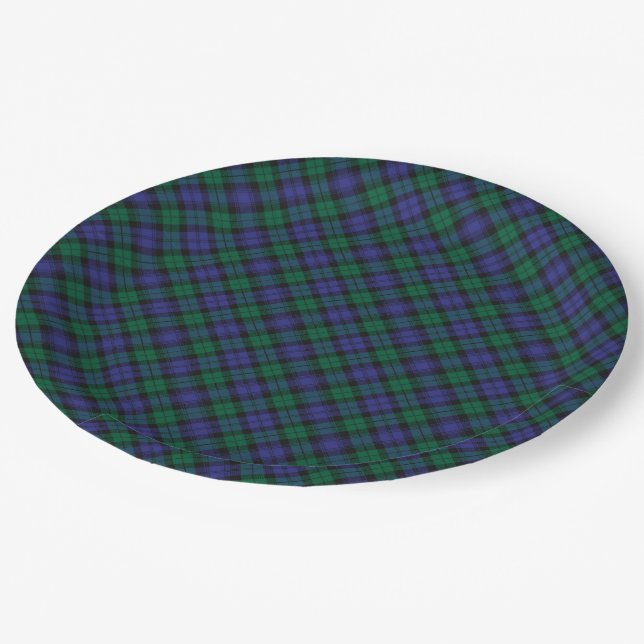 Blackwatch Tartan Royal Scottish Kariert Pattern Pappteller (Schrägansicht)
