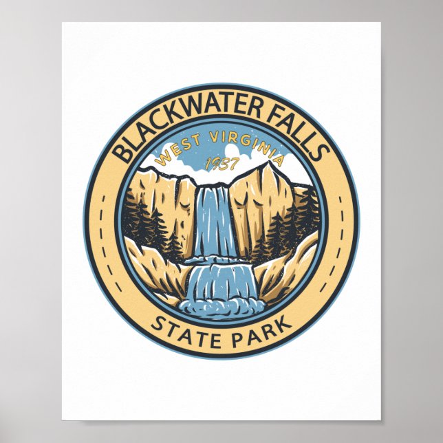 Blackwater Falls Staat Park West Virginia Abzeiche Poster (Vorne)