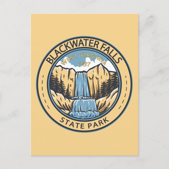 Blackwater Falls Staat Park West Virginia Abzeiche Postkarte (Vorderseite)