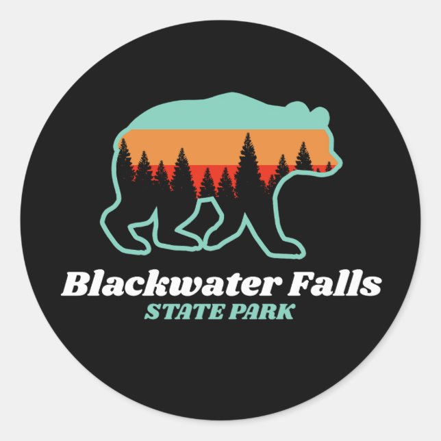 Blackwater Falls Staat Park West Virginia Bär Runder Aufkleber (Vorderseite)