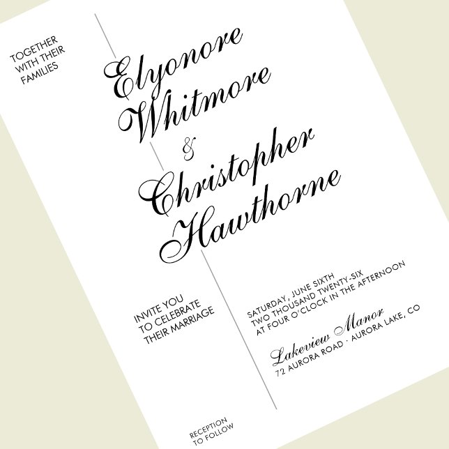 BlackWhite Elegant Modern Calligraphy Wedding Einladung (Von Creator hochgeladen)