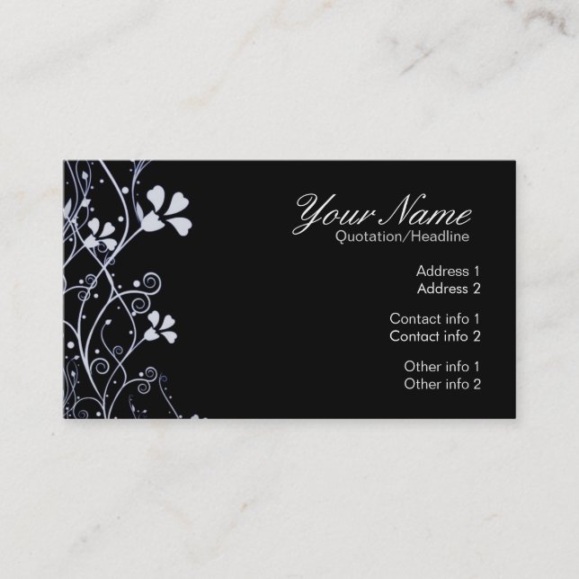 BlackWhite Florali Business Card Visitenkarte (Vorderseite)