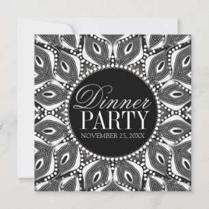 BlackWhite Tribal Serpent Dinner Party Einladungen