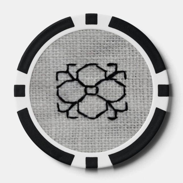 Blackwork embroidery poker chip (Vorderseite)