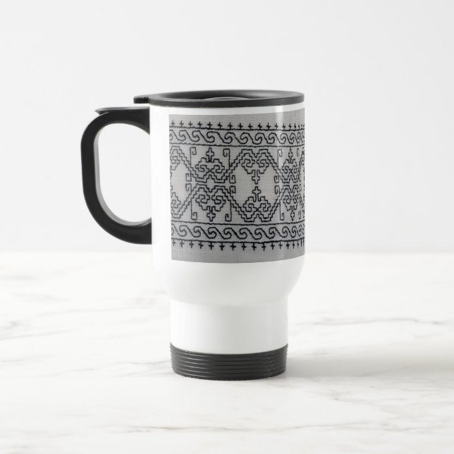 Blackwork embroidery travel mug reisebecher (Links)