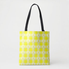 Bladder Cancer Awareness Plaid Tote Bag, Yellow Tasche