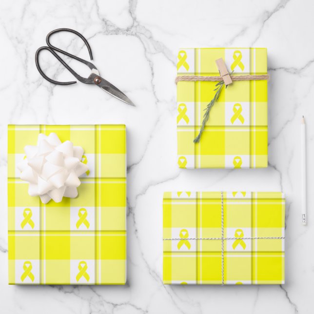 Bladder Cancer Awareness Plaid Wrapping Paper Geschenkpapier Set (Vorderseite)