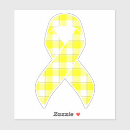 Bladder Cancer Awareness Plaid Yellow Ribbon Aufkleber