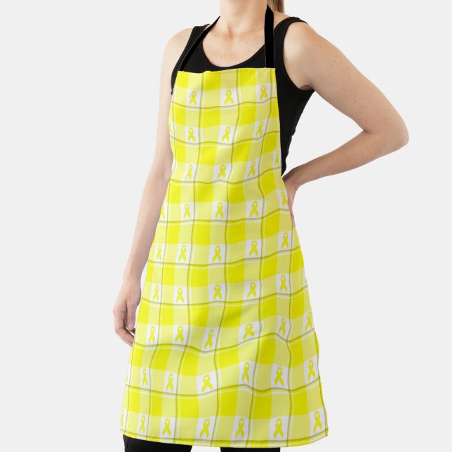 Bladder Cancer Awareness Plaid Yellow Ribbon Schürze (InSitu)