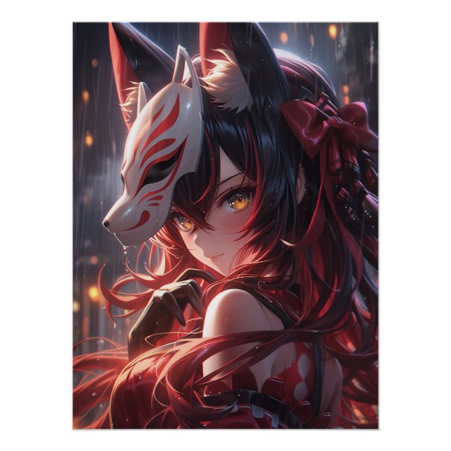 Blade der Kitsune | Japanischer Fox Samurai Poster (Vorderseite)