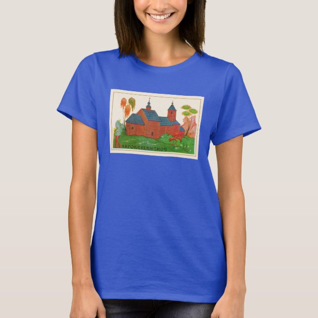 Blagoveshchenskoye Wood Russische Kirche T-Shirt (Vorderseite)