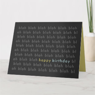 Blah Blah Blah Happy Birthday Typografy Card Karte