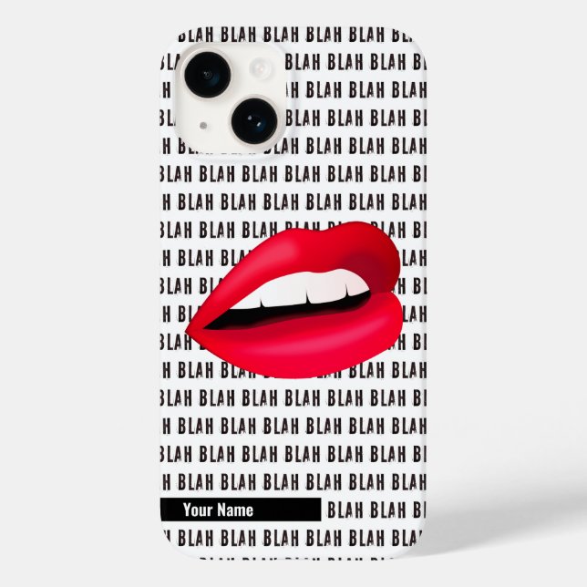 "Blah Blah Blah" Hot Lips Pop Art Case-Mate iPhone 14 Hülle (Rückseite)