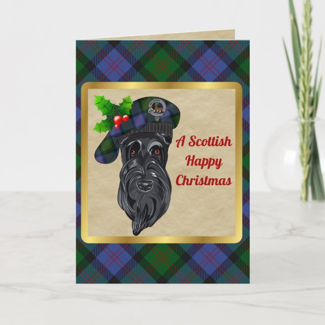 Blair Abzeichen & Tartan Personalisierte Weihnacht Karte (Vorderseite)
