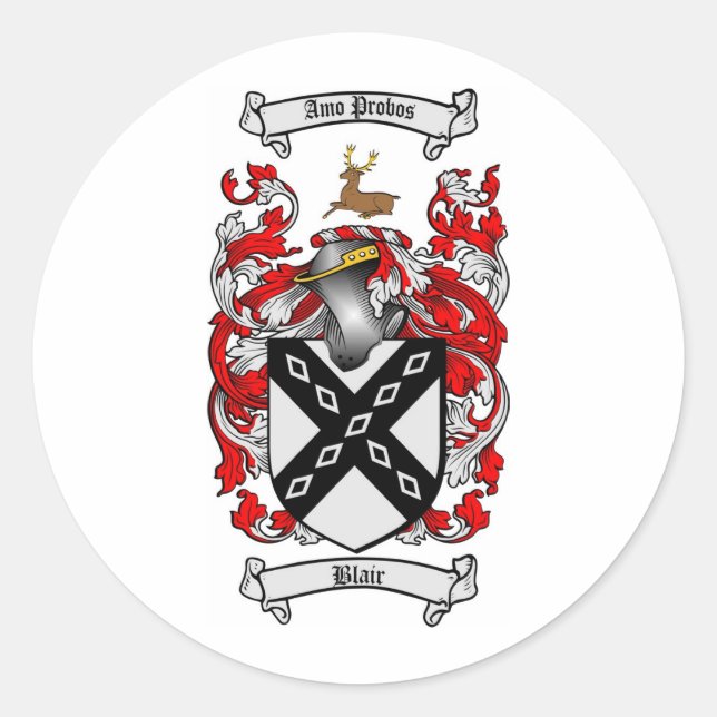 BLAIR-FAMILIENWAPPEN - WAFFENSCHUTZMUTTER RUNDER AUFKLEBER (Vorderseite)