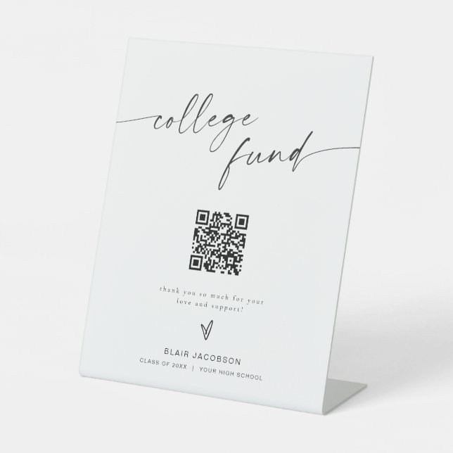 BLAIR Minimalistisch Boho Uni Fund Spendenzeichen Sockelschild (Vorderseite)