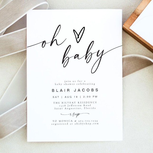 BLAIR Modern Minimal Boho Oh Baby Shower Einladung (Von Creator hochgeladen)