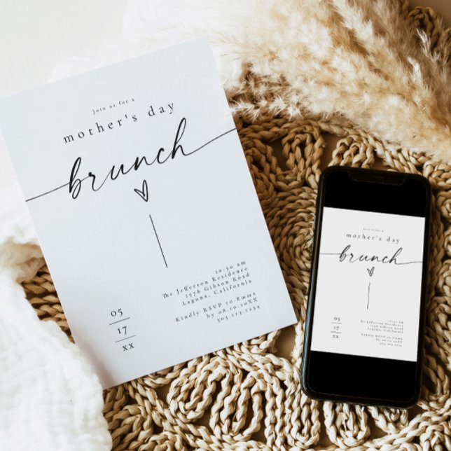 BLAIR Modern Minimalistisch Heart Mother's Day Bru Einladung (Von Creator hochgeladen)