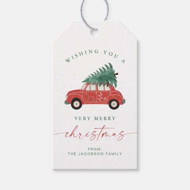 BLAIR Skandinavier Roter Wagen Tree Weihnachten Geschenkanhänger (Vorderseite)