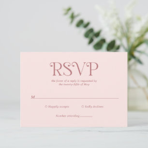 Blaire Blush Pink Moderne Hochzeit RSVP Karte