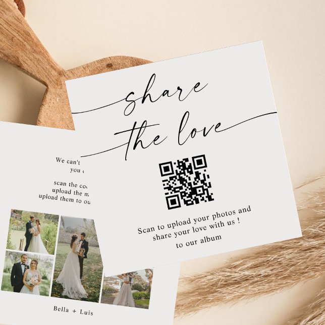 BLAIRE Modern Share the Liebe QR Code Table Cards Mitteilungskarte (Von Creator hochgeladen)
