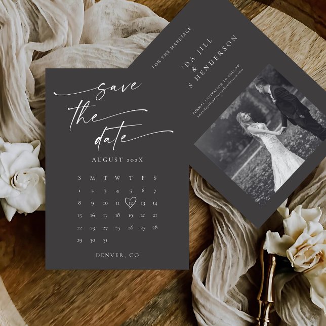 BLAIRE Moderne Kalligrafie Script Foto Wedding Save The Date (Von Creator hochgeladen)