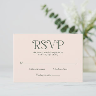 Blaire Moss Green Modern Wedding RSVP Karte