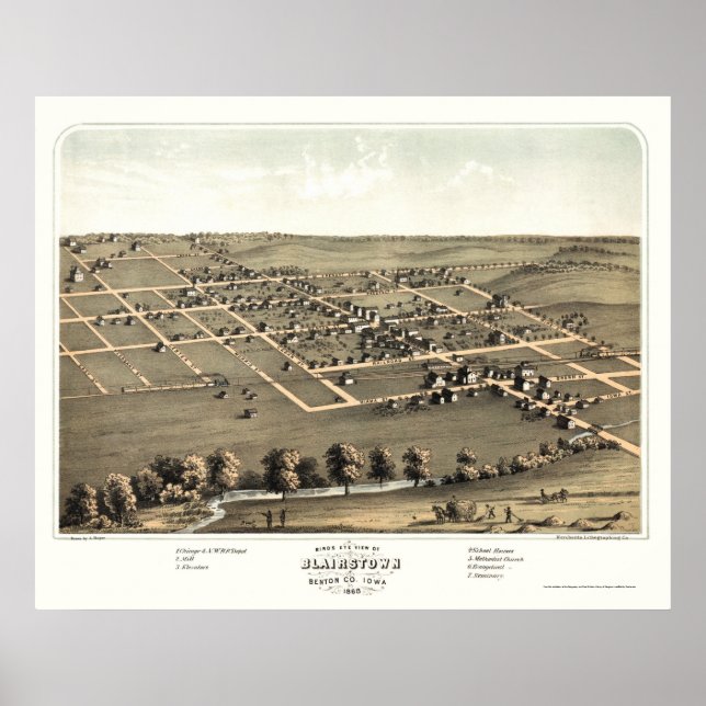 Blairstown, IA Panoramakarte - 1868 Poster (Vorne)