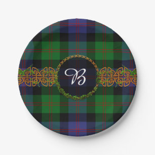 BlairTartan und -monogramm Pappteller