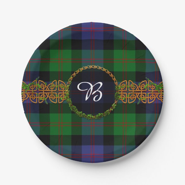 BlairTartan und -monogramm Pappteller (Vorderseite)