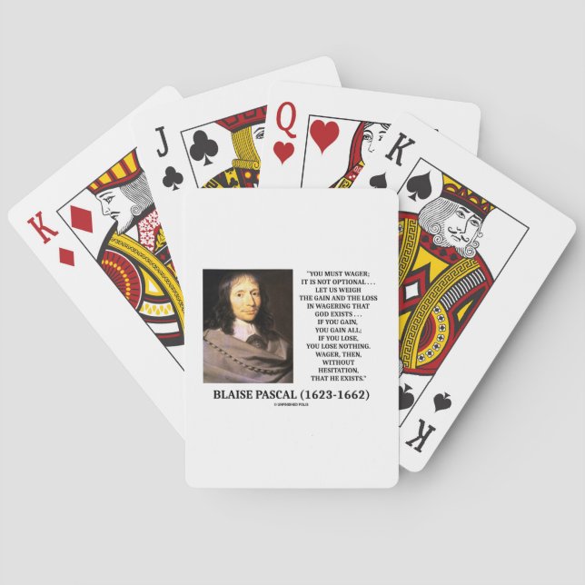 Blaise Pascal Gain Loss Wetten Gott existiert Zita Spielkarten (Rückseite)