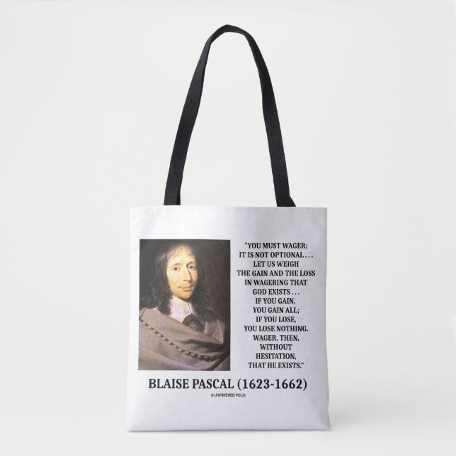 Blaise Pascal Gain Loss Wetten Gott existiert Zita Tasche (Vorderseite)