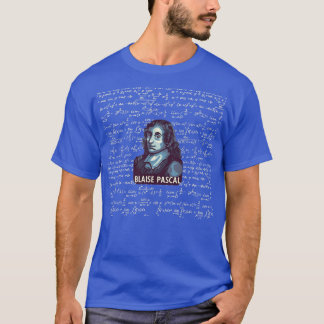 Blaise Pascal Portrait mit Mathematik T-Shirt