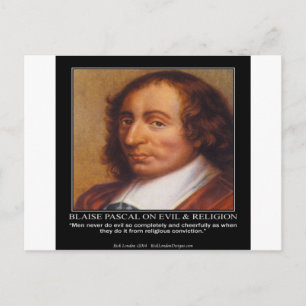 Blaise Pascal Religious Evil Zitat Postkarte