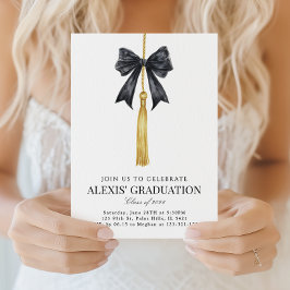 Blak Coquette Bow Tassel Graduation Class of 2026 Einladung